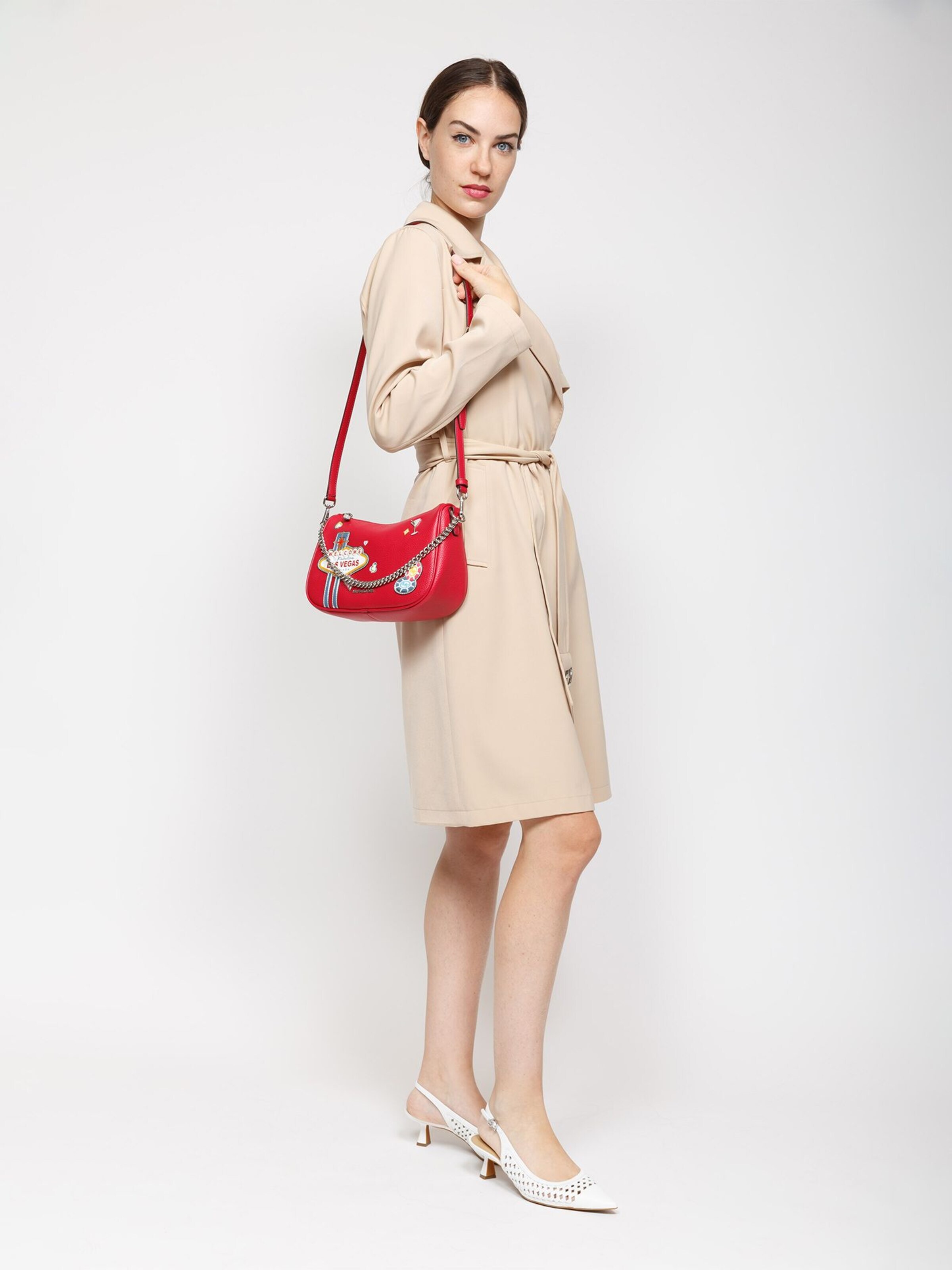 Michael Kors Crossbody bag 'Carmela Medium Pouchette Crossbody Bag' in Red: front