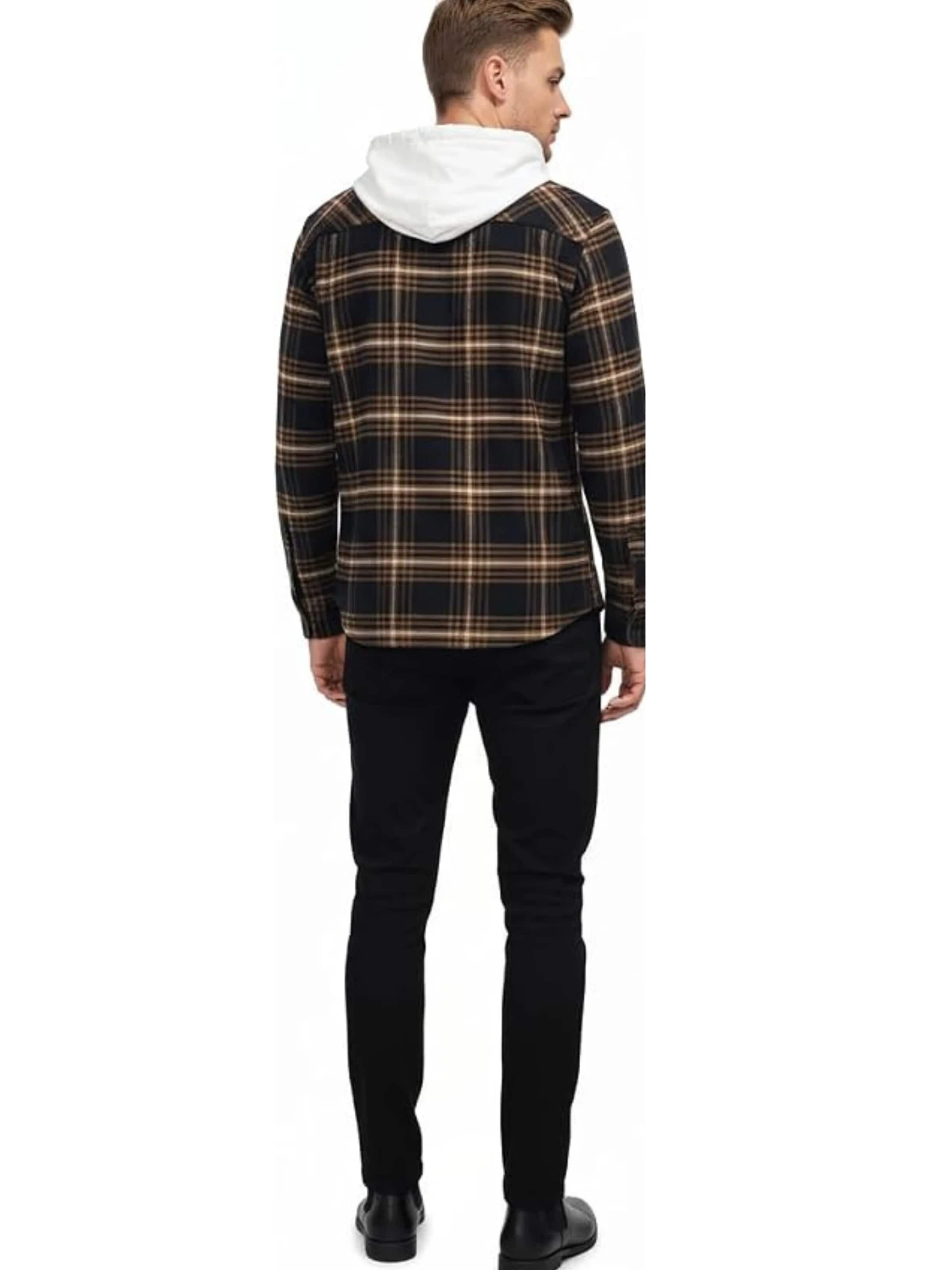 Regular fit Camicia 'Mens flannel with hooddie' di Radwa in marrone