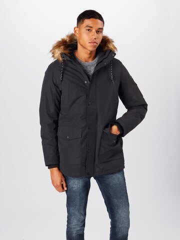 JACK & JONES Regular fit Winterparka 'Sky' in Zwart: voorkant