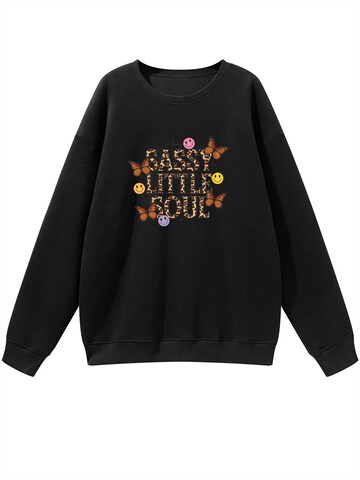 GORHEY Sweatshirt 'Women's Crew Neck Sweatshirt with Butterfly Print, Loose Long Sleeve Fleece Pullover' in Black