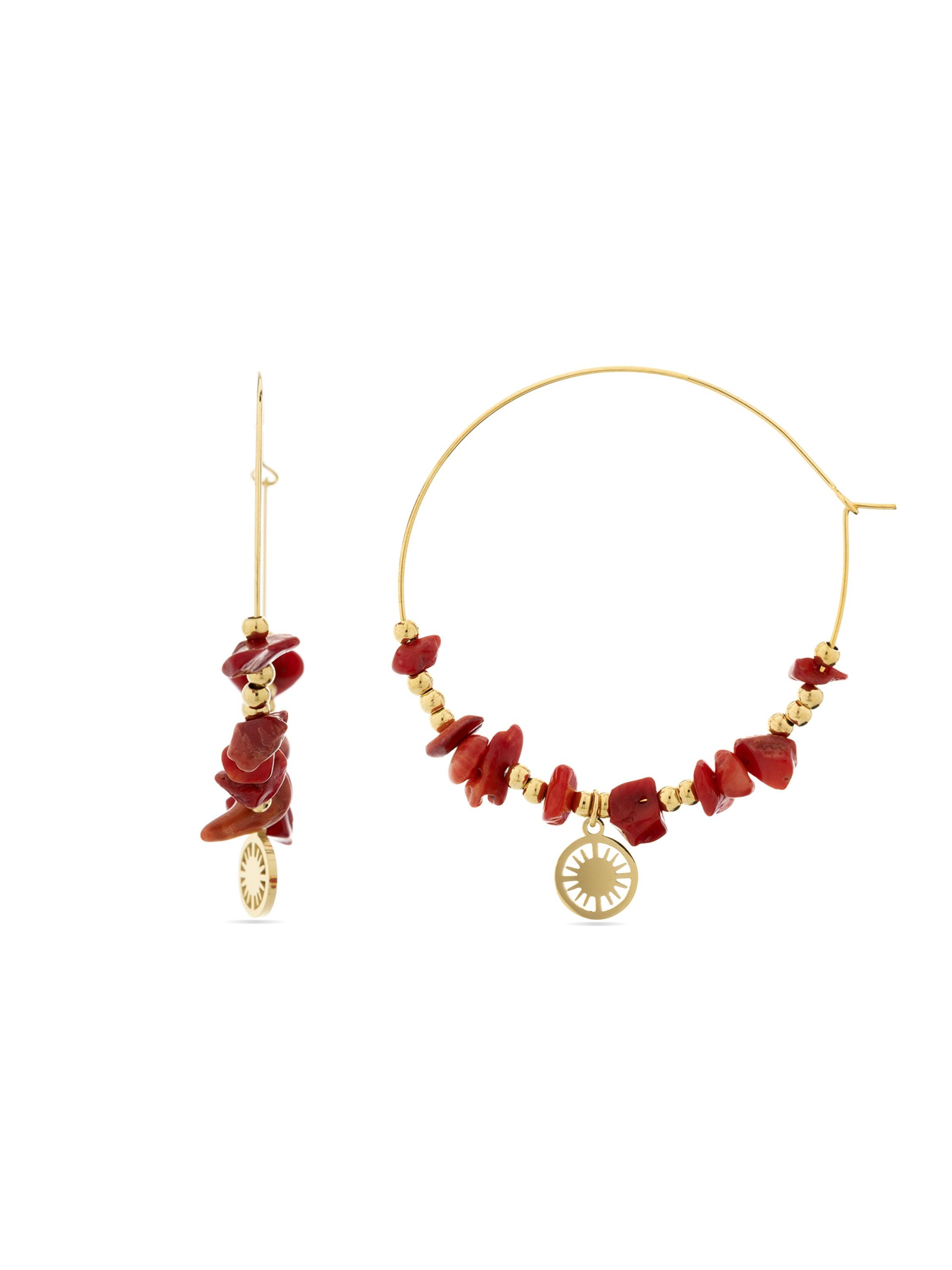 Luxenter Boucles d'oreilles 'Zarwa' en rouge, Vue avec produit