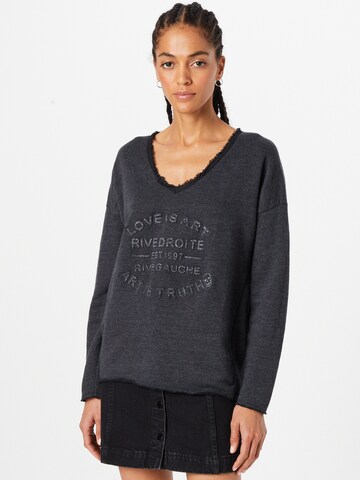 Zwillingsherz Sweater 'Kornelia' in Black: front