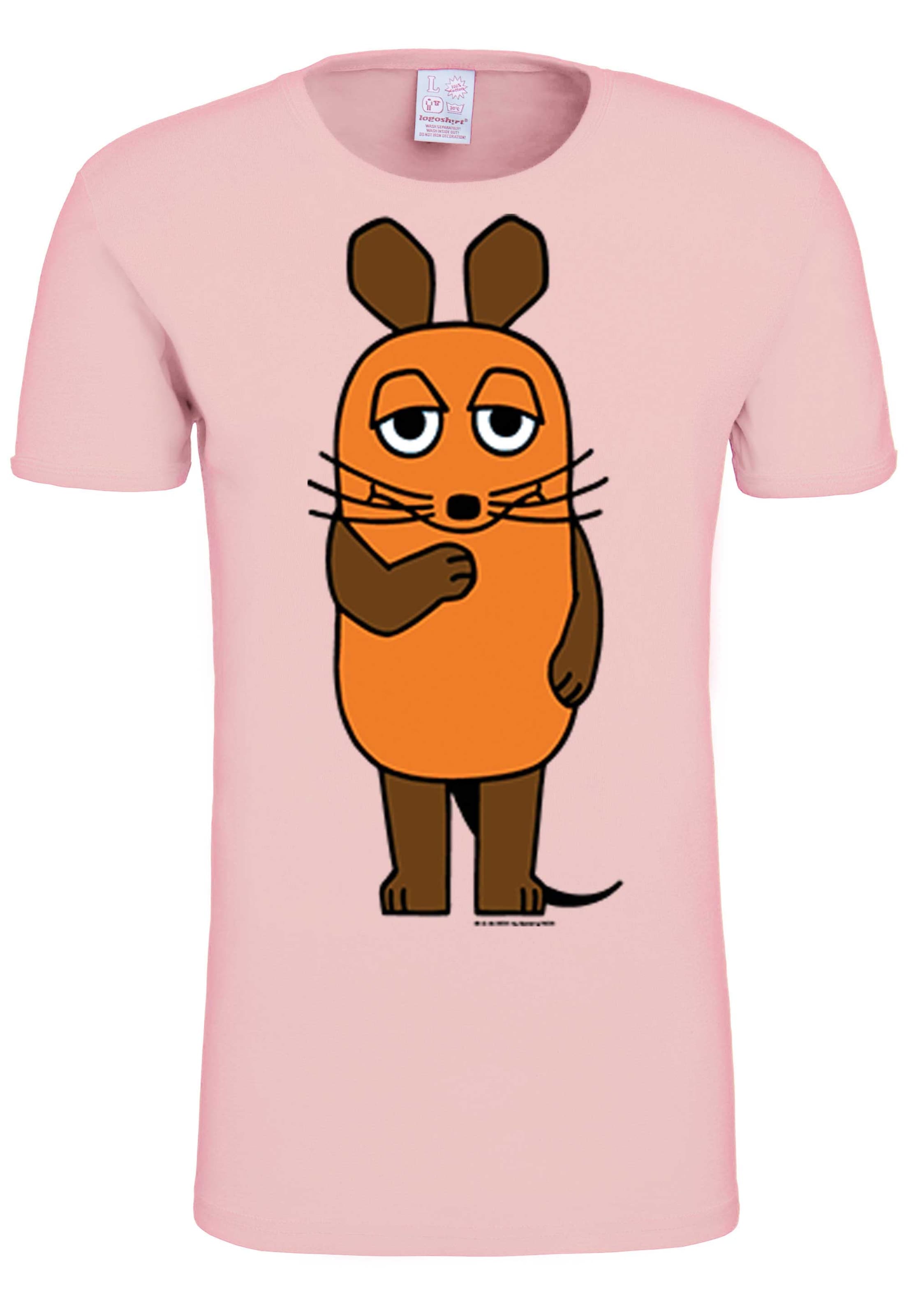 LOGOSHIRT T-Shirt 'Die Sendung mit der Maus' in Pink: Vorderseite