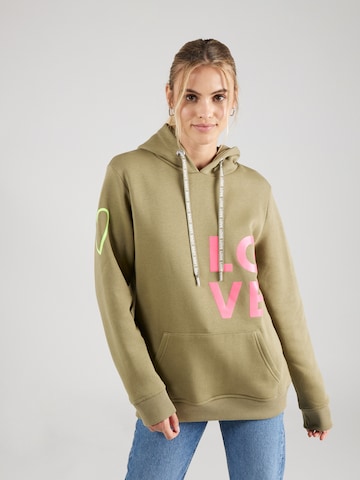 Zwillingsherz Sweatshirt 'LOVE' i grøn: forside