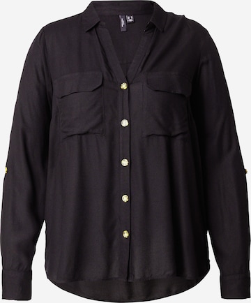 Vero Moda Curve Blouse 'Bumpy' in Zwart: voorkant