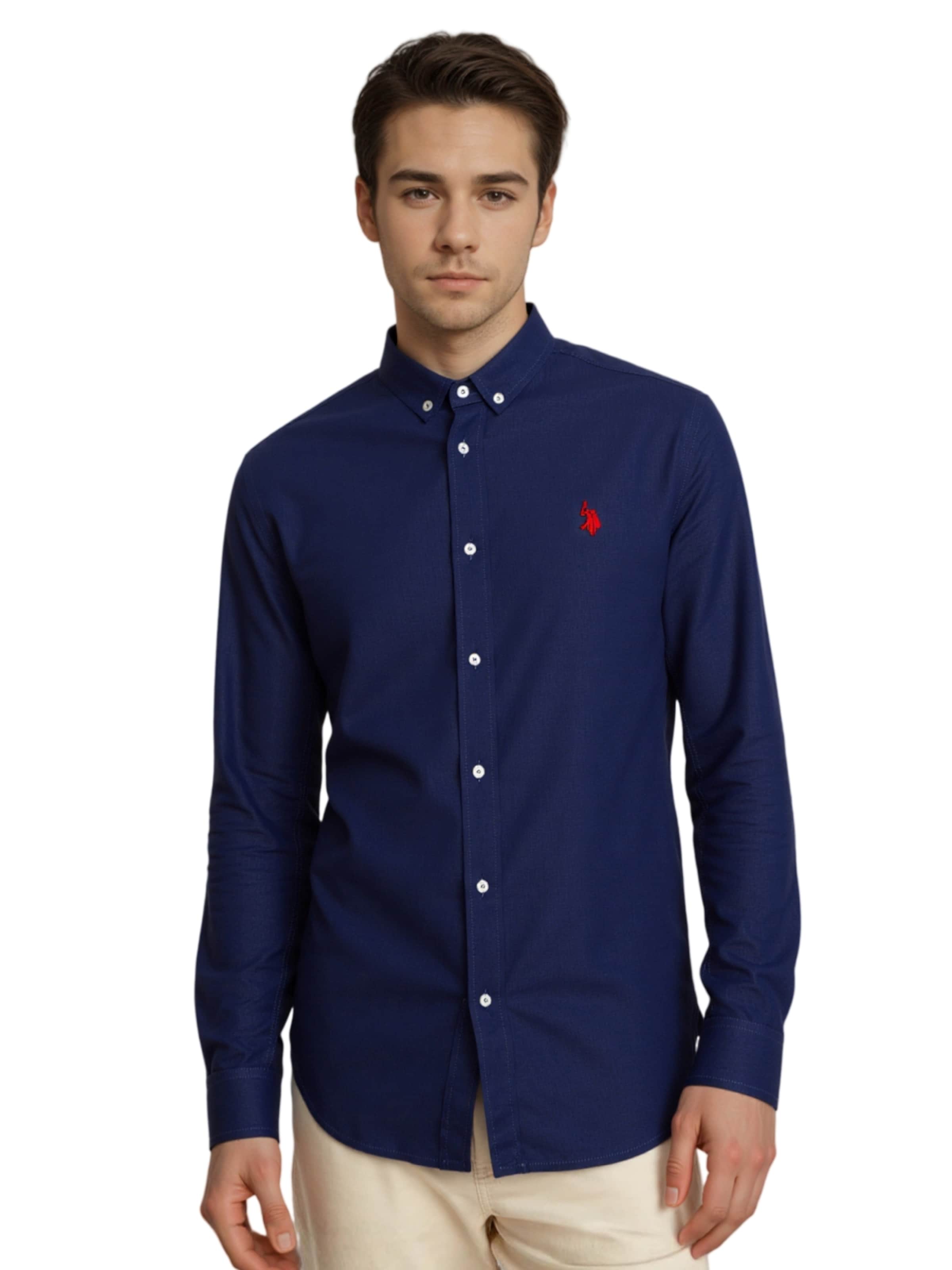 U.S. POLO ASSN. Regular fit Overhemd in Blauw: voorkant