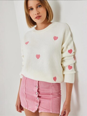 Pull-over oversize Bianco Lucci en blanc