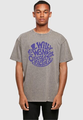 ABSOLUTE CULT Shirt ' Willy Wonka And The Chocolate Factory' in Grijs: voorkant