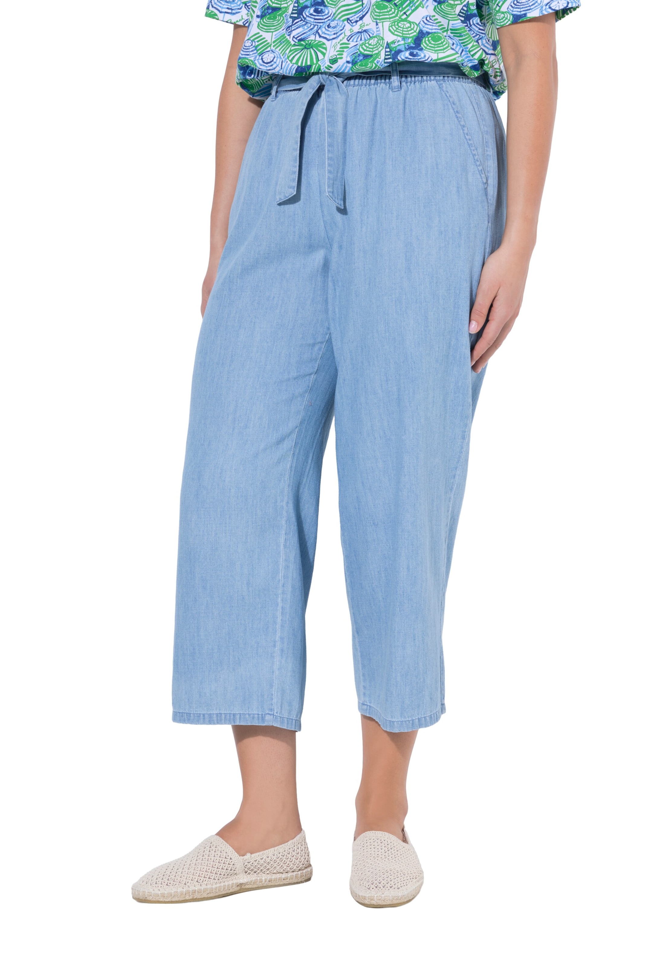 Ulla Popken Wide leg Broek in Blauw: voorkant
