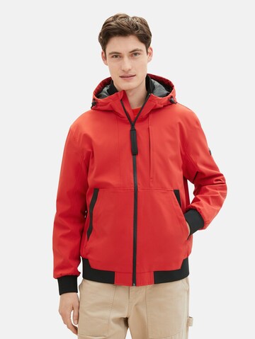 TOM TAILOR DENIM Prehodna jakna | rdeča barva: sprednja stran