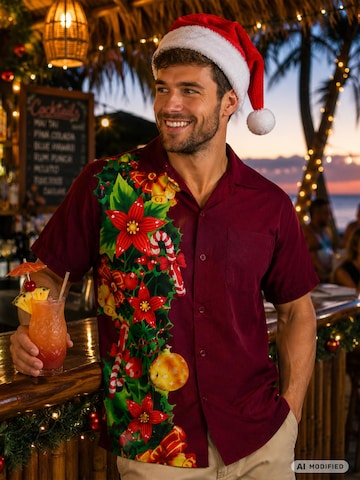 Regular fit Camicia 'Christmas Wedding' di King Kameha in rosso