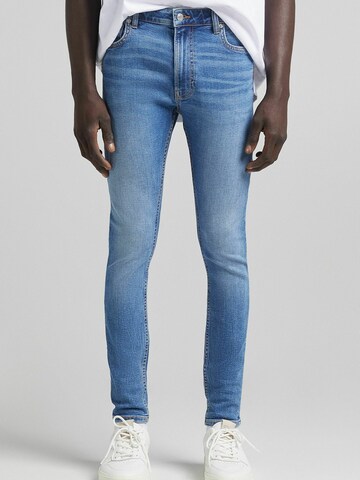 Bershka Skinny Džíny – modrá: přední strana