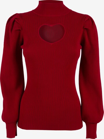 Pullover 'Heart ' di Influencer in rosso: frontale