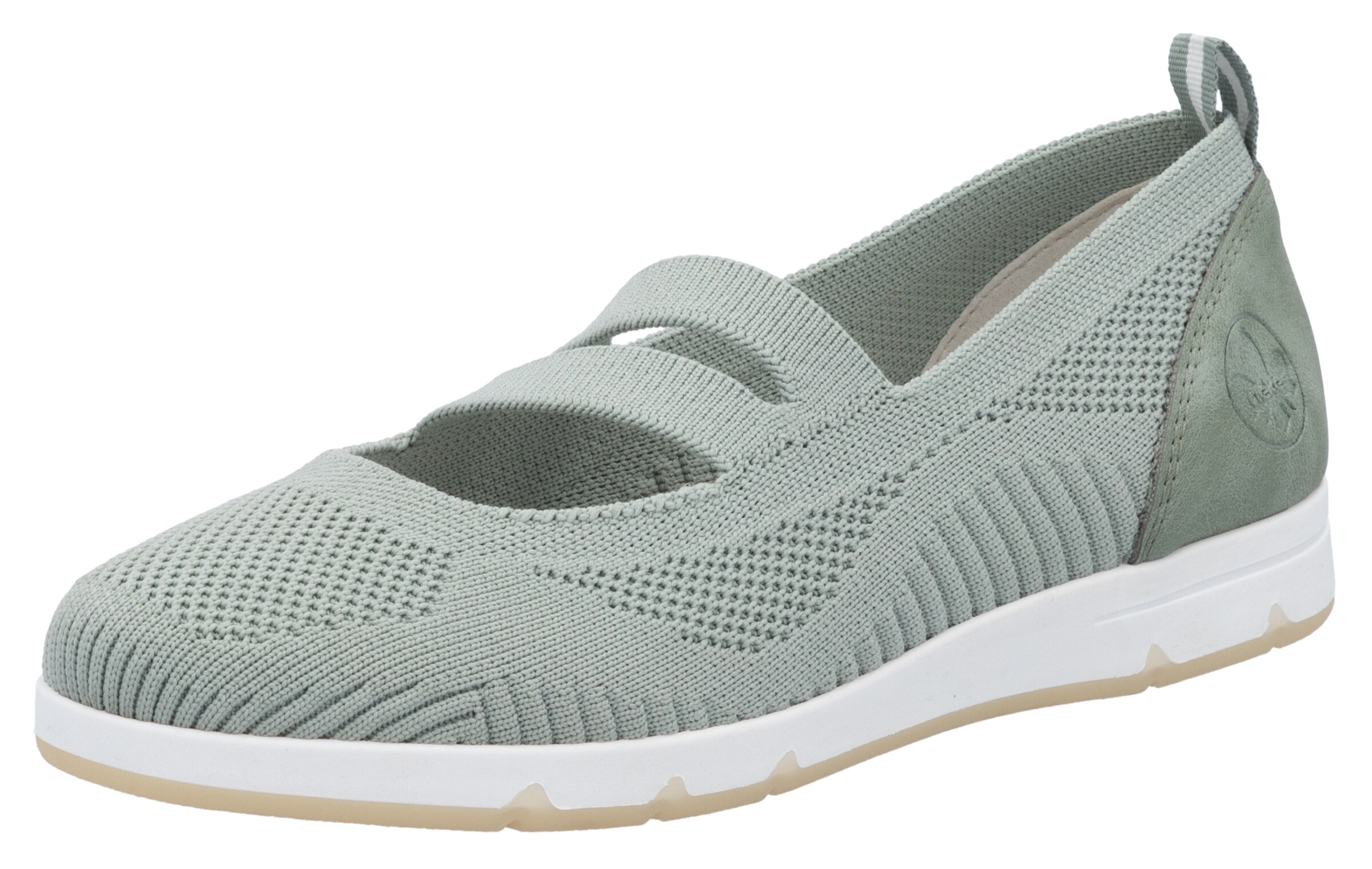 Rieker Ballet Flats with Strap in Green: front