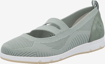 Rieker Ballet Flats with Strap in Green: front