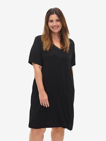 Zizzi - Camisola de pijama 'MASRO' em preto: frente