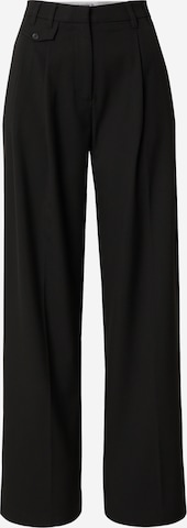 EDITEDWide Leg/ Široke nogavice Hlače s naborima 'Tima' - crna boja: prednji dio