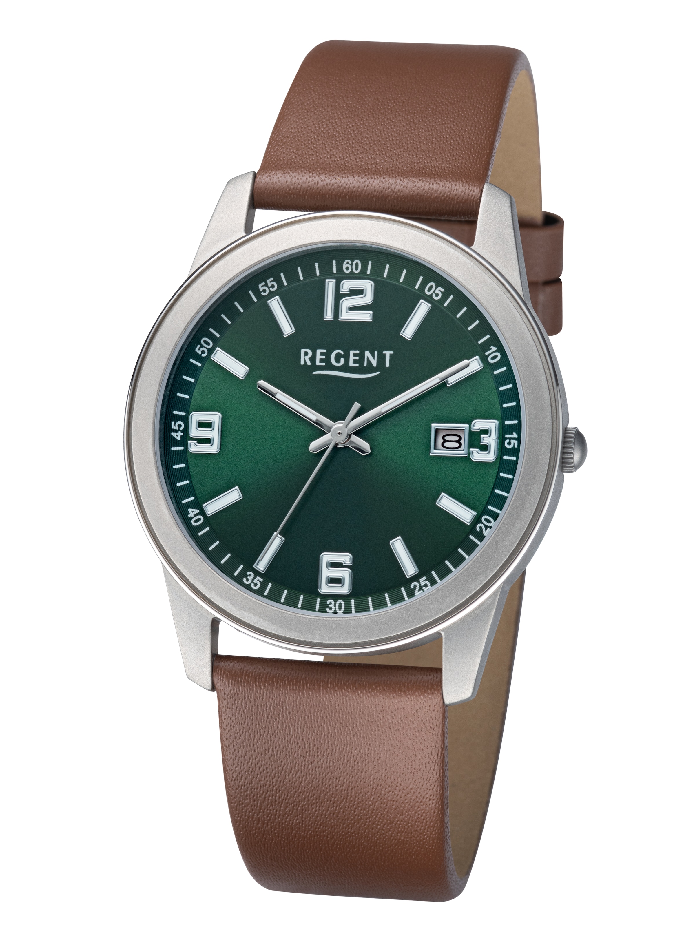 REGENT Analoguhr in Braun: Vorderseite