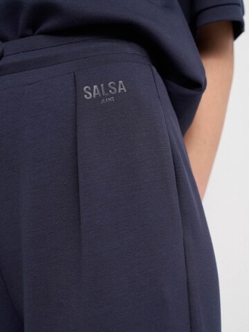Salsa Jeans Wide leg Bandplooibroek in Blauw