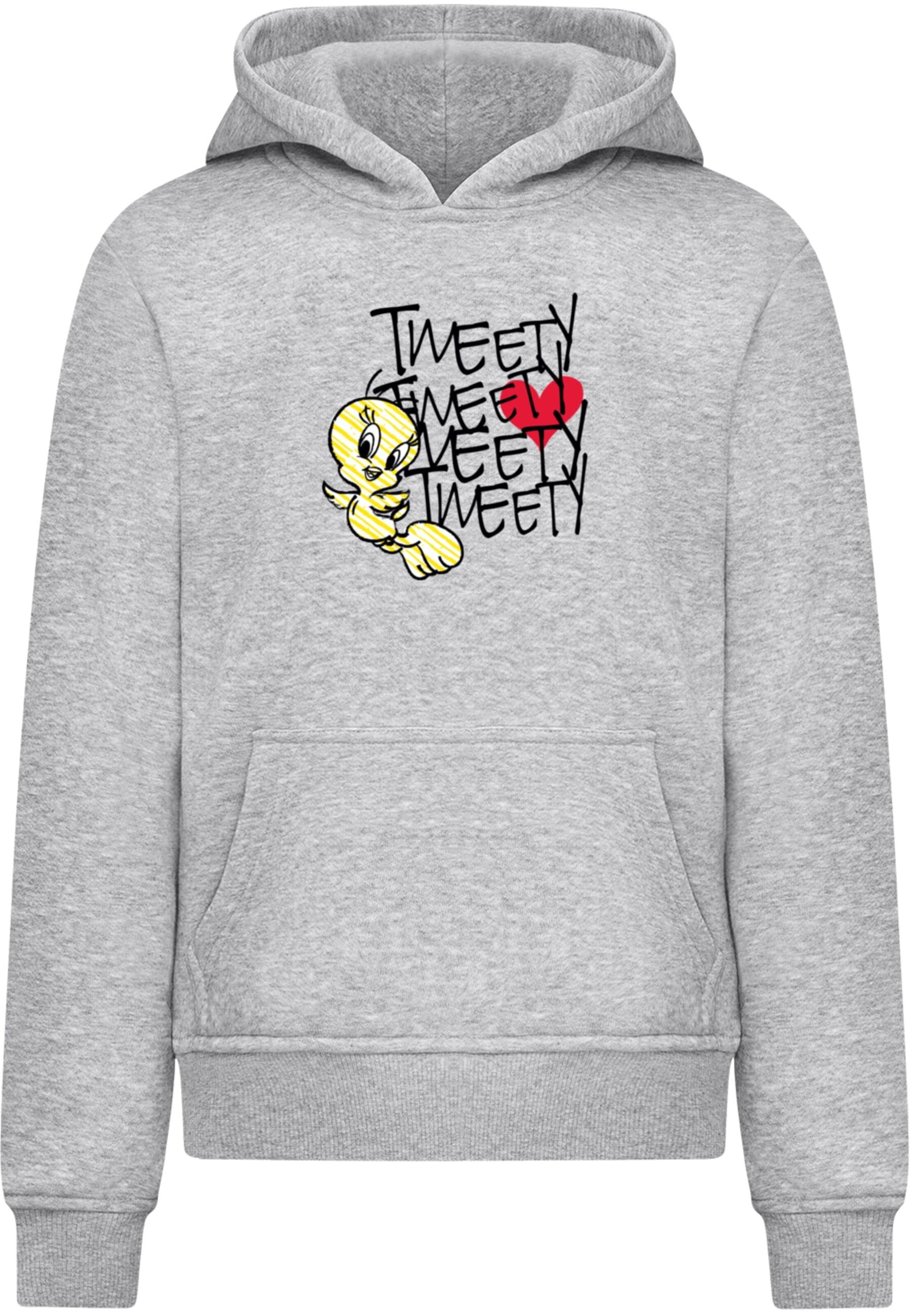 Felpa 'Looney Tunes - Tweety Love Heart' di ABSOLUTE CULT in grigio: frontale