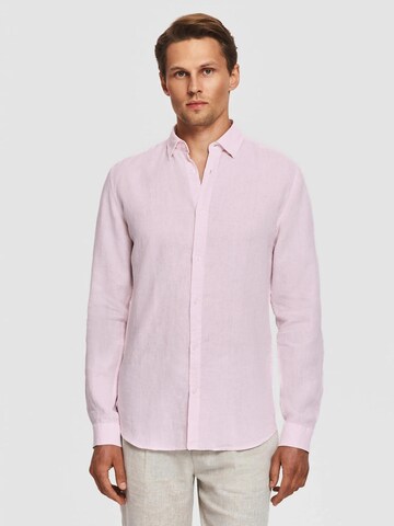 Pako Lorente Slim fit Koszula 'Lniana koszula męska w kolorze różowym Idealna na lato Pako Lorente roz. XL' w kolorze różowy: przód