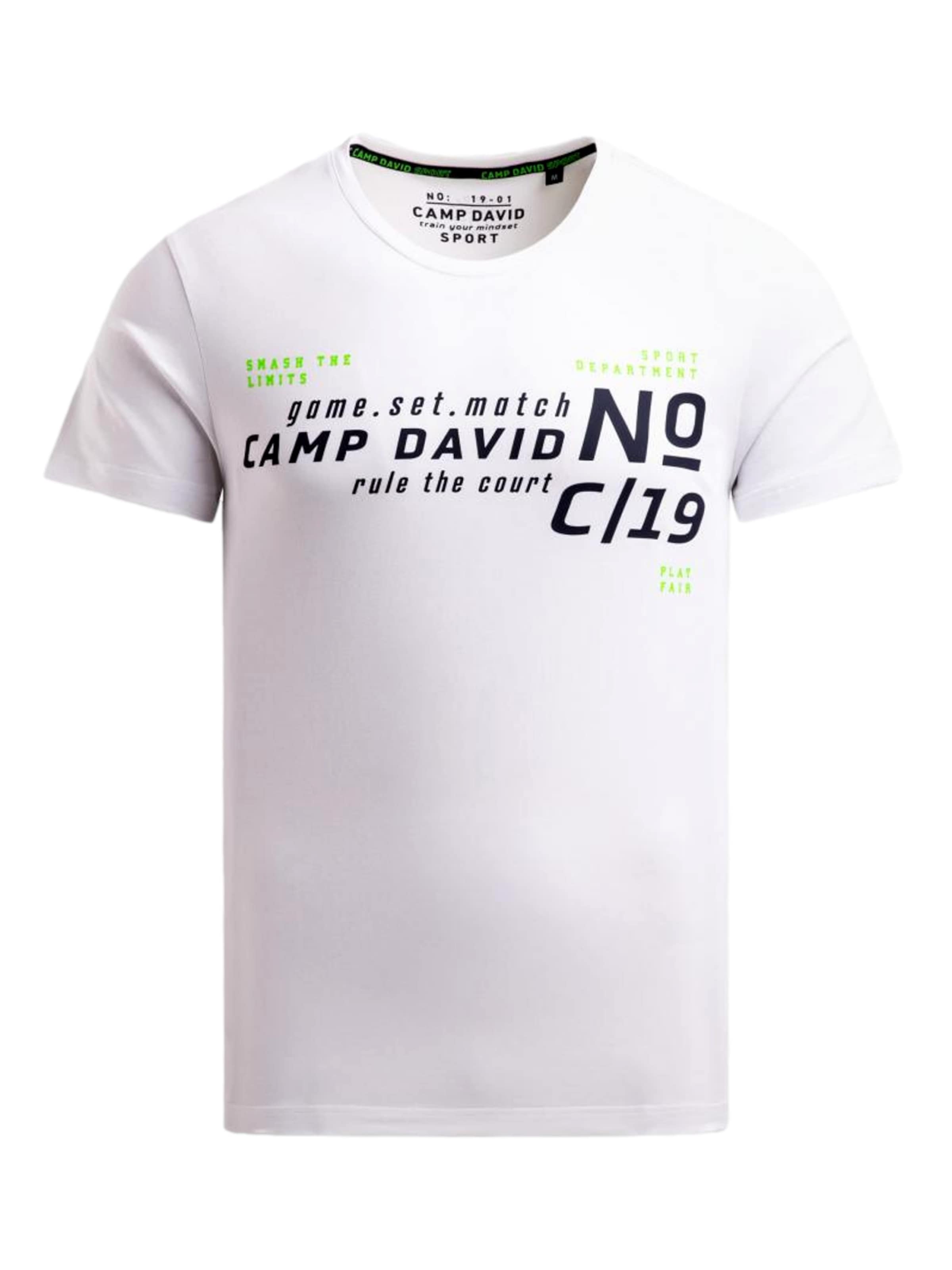 T-Shirt 'Game.Set.Match' CAMP DAVID en blanc : devant