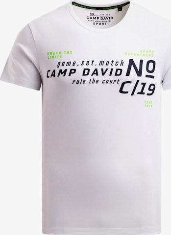 T-Shirt 'Game.Set.Match' CAMP DAVID en blanc : devant