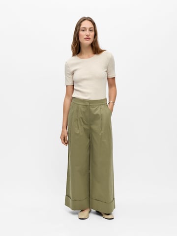 OBJECT Wide leg Pleat-Front Pants 'OBJKasani' in Green