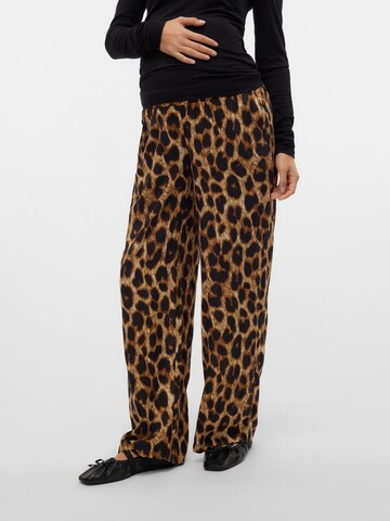 MAMALICIOUS Wide leg Trousers 'MLNalene' in Brown: front