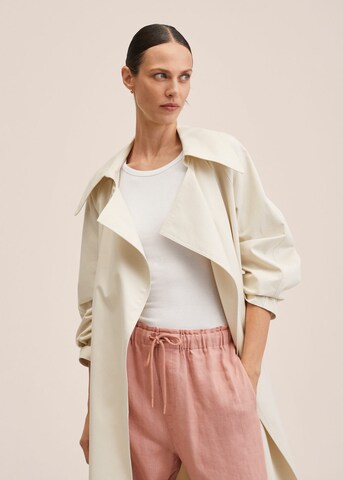 MANGO Loose fit Pants 'Linen' in Pink