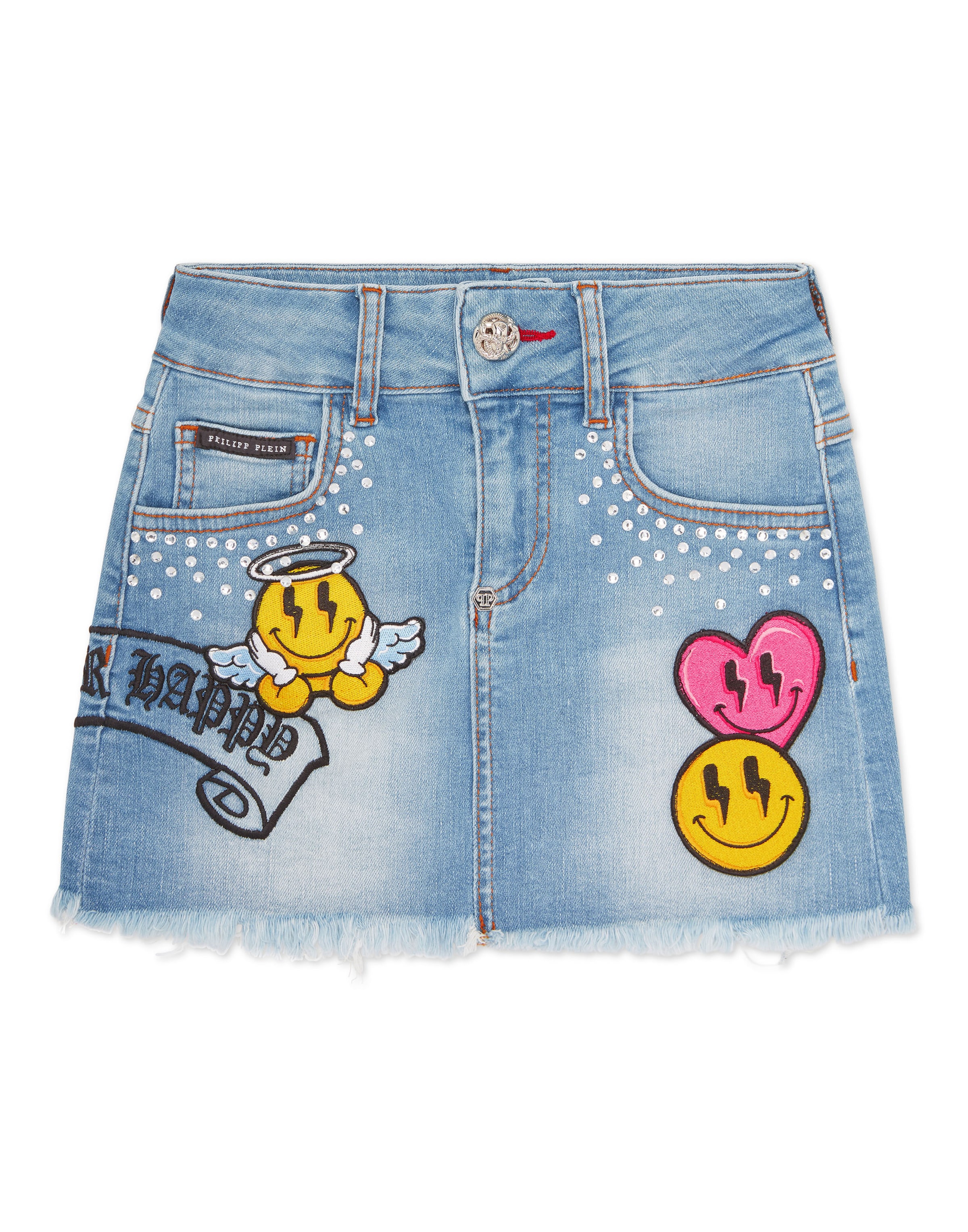 Philipp Plein - Falda 'Smile' en azul: frente