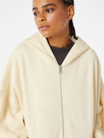 Bershka Zip-Up Hoodie in White