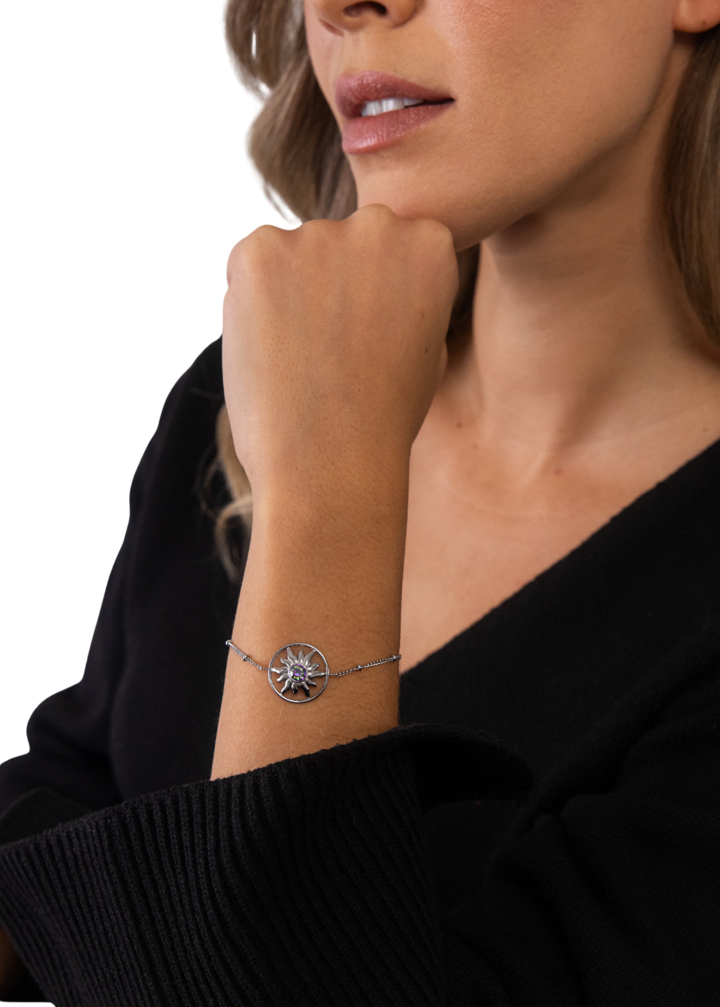 PURELEI Bracelet 'Luana Coin' in Silver: front