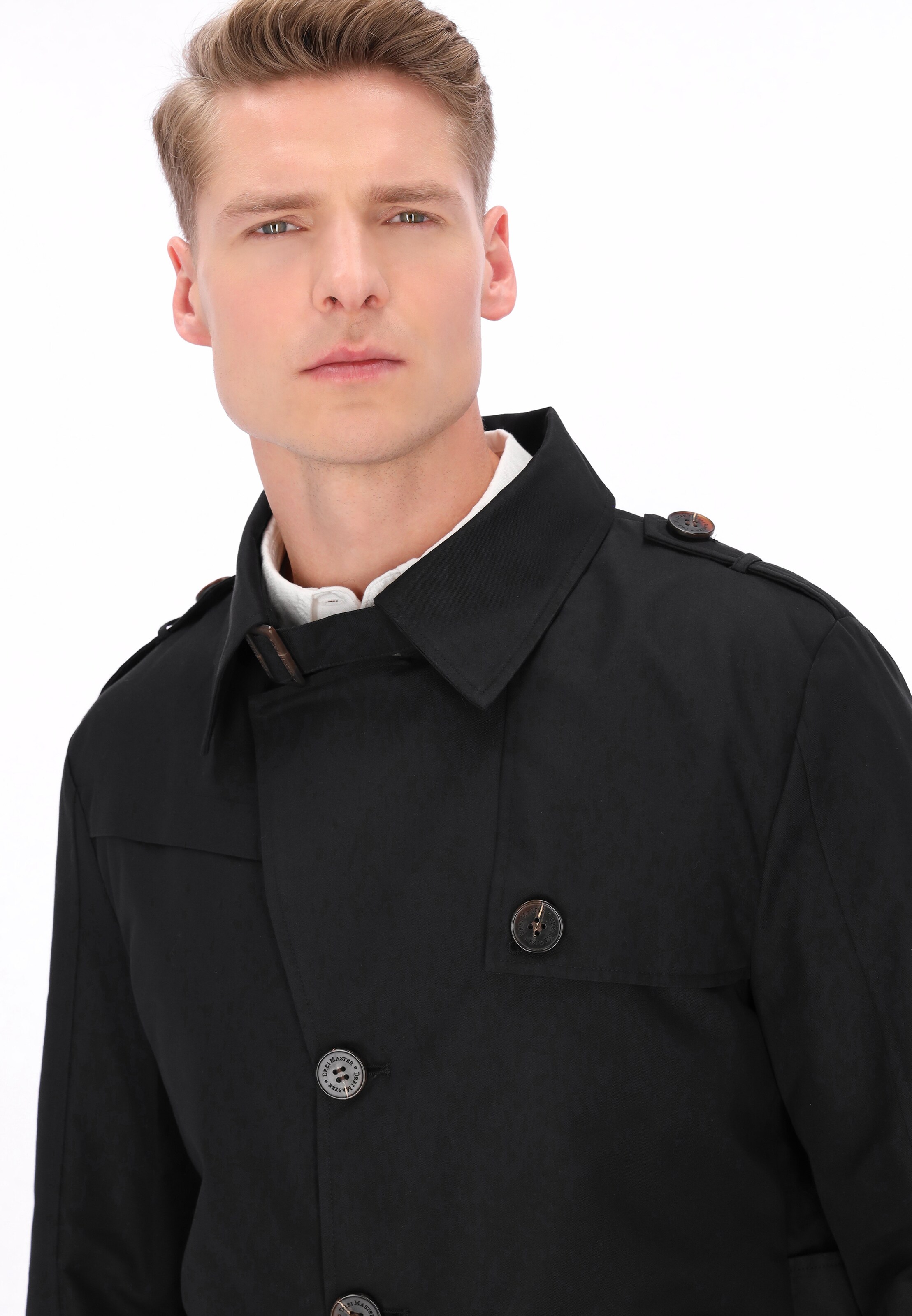 DreiMaster Klassik - Sobretudo meia-estação em preto