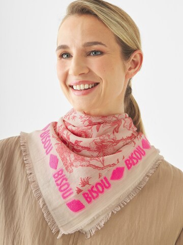 CODELLO Jacquard-Tuch  mit Blumenmuster und Bisou-Schriftzüge in Rot