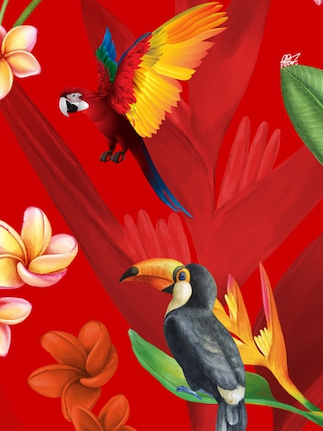 Hawaiihemdshop.de Regular Fit Hemd 'Flower Parrots' in Rot