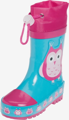 PLAYSHOES Rubber Boots 'Eule' in Blue: front