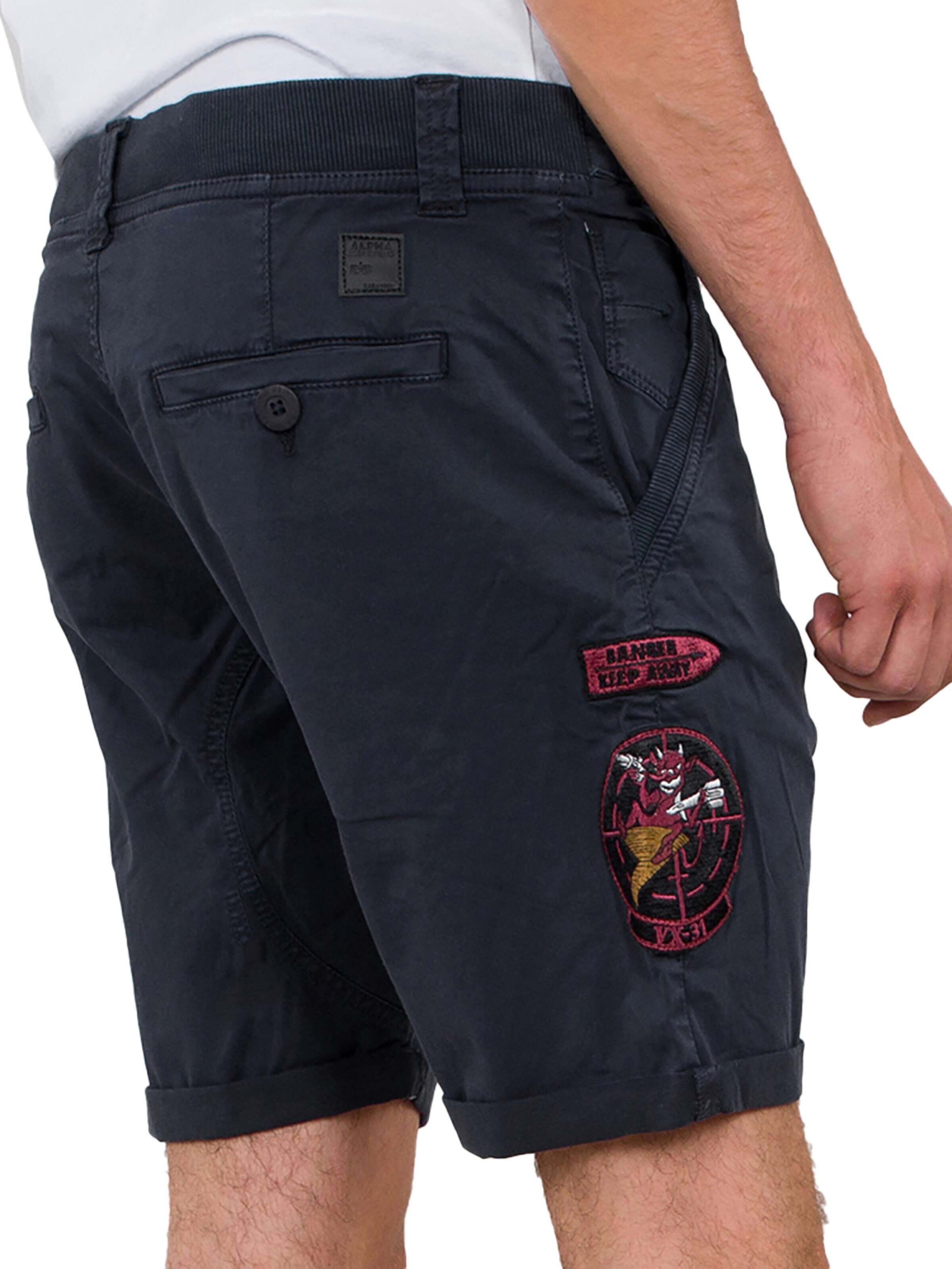 ALPHA INDUSTRIES Regular Hose 'Kerosene Patch Short'‌‌‌‌‌‌‌‌‌‌ in Blau: Vorderseite