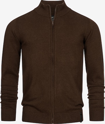 INDICODE JEANS Knit Cardigan 'Lau' in Brown: front