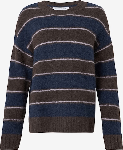Samsøe Samsøe Džemperis 'Jeanne', krāsa - jūraszils / tumši brūns / balts, Preces skats