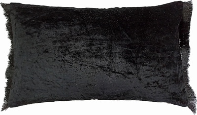 Linen & More Kissenhülle 'Crushed Velvet Fringes' 30x50cm in schwarz, Produktansicht