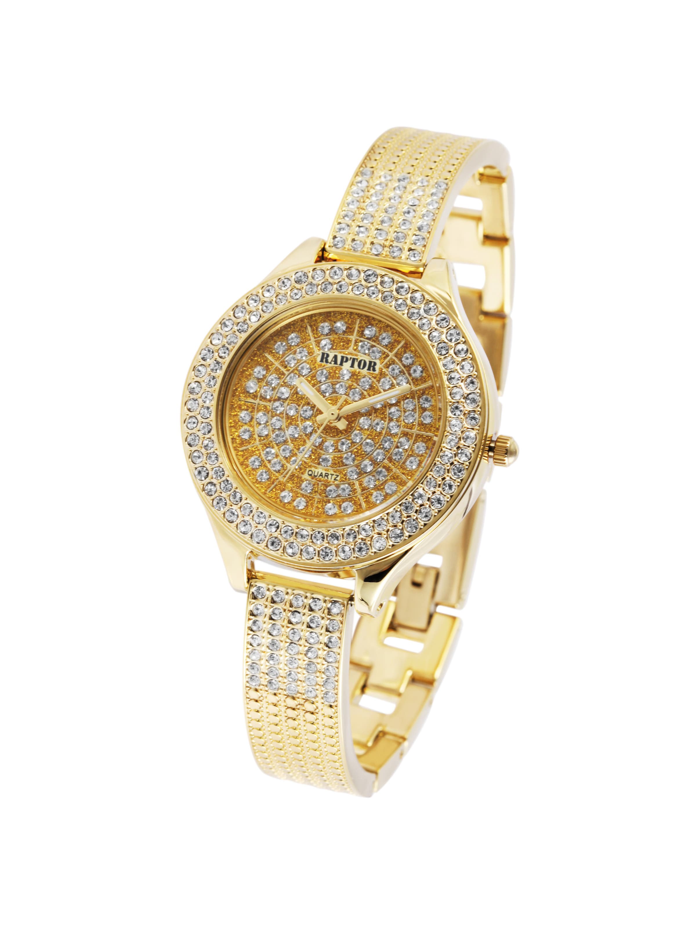 Raptor Analog Watch 'Suela, Strass' in Gold: front