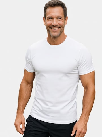 Maglia funzionale 'Herren T-Shirt – T-Shape, Rundhals, Baumwolle' di Line One in bianco: frontale