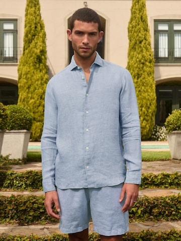 Coupe regular Chemise 'Signature' Next en bleu : devant
