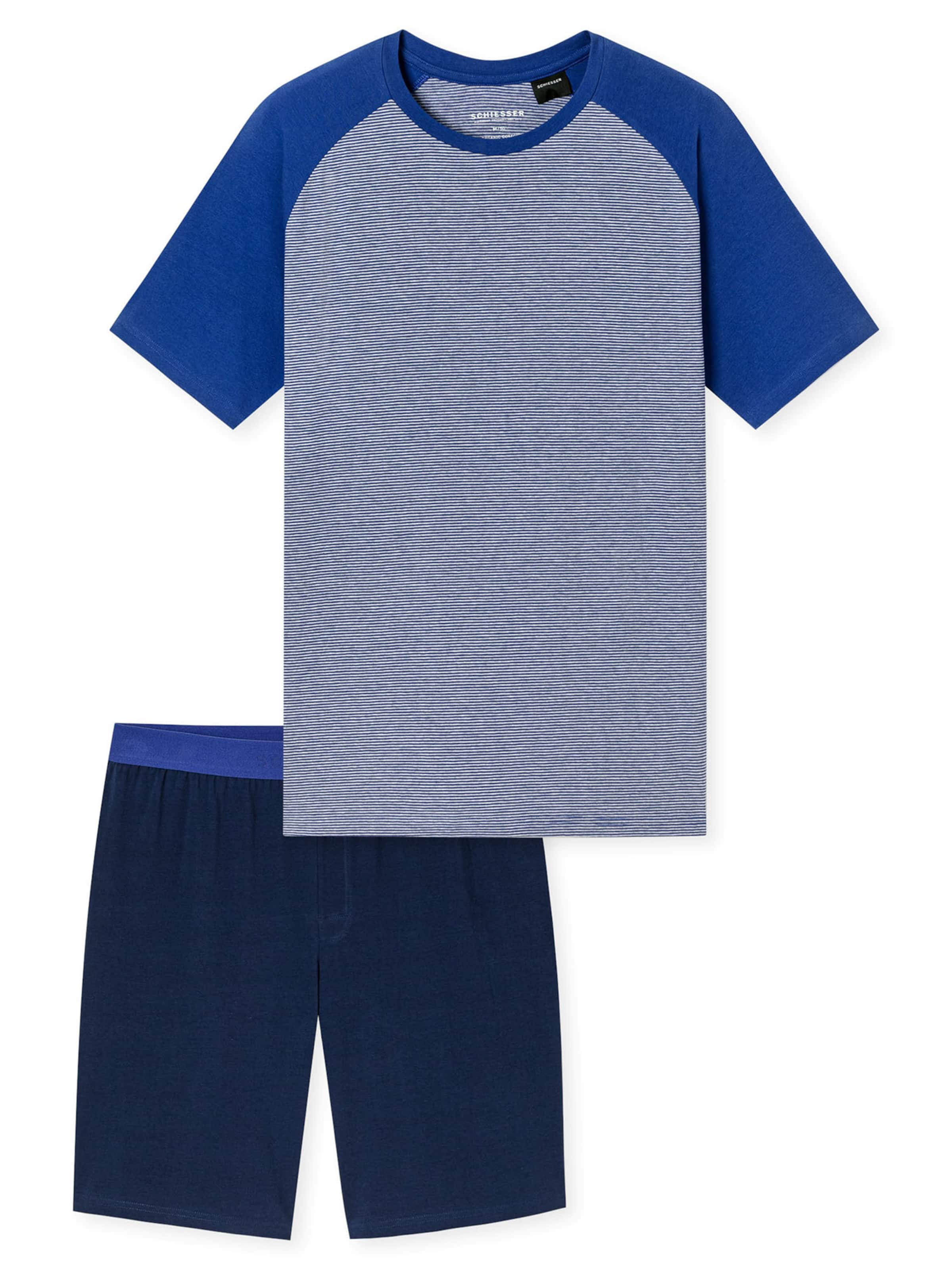SCHIESSER Pyjama lang ' 95/5 ' in Blauw: voorkant