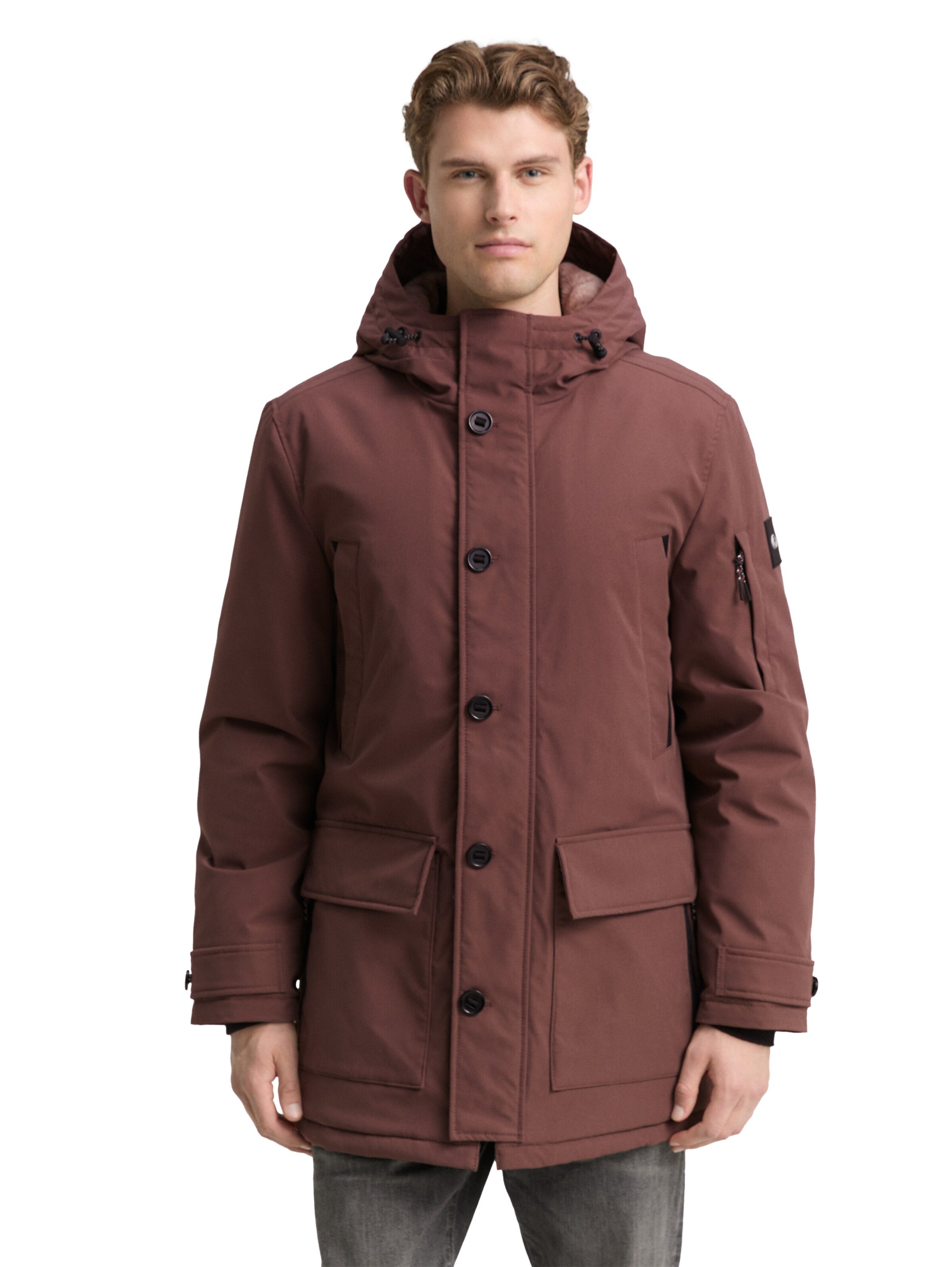 TOM TAILOR Winter Parka in Brown: front