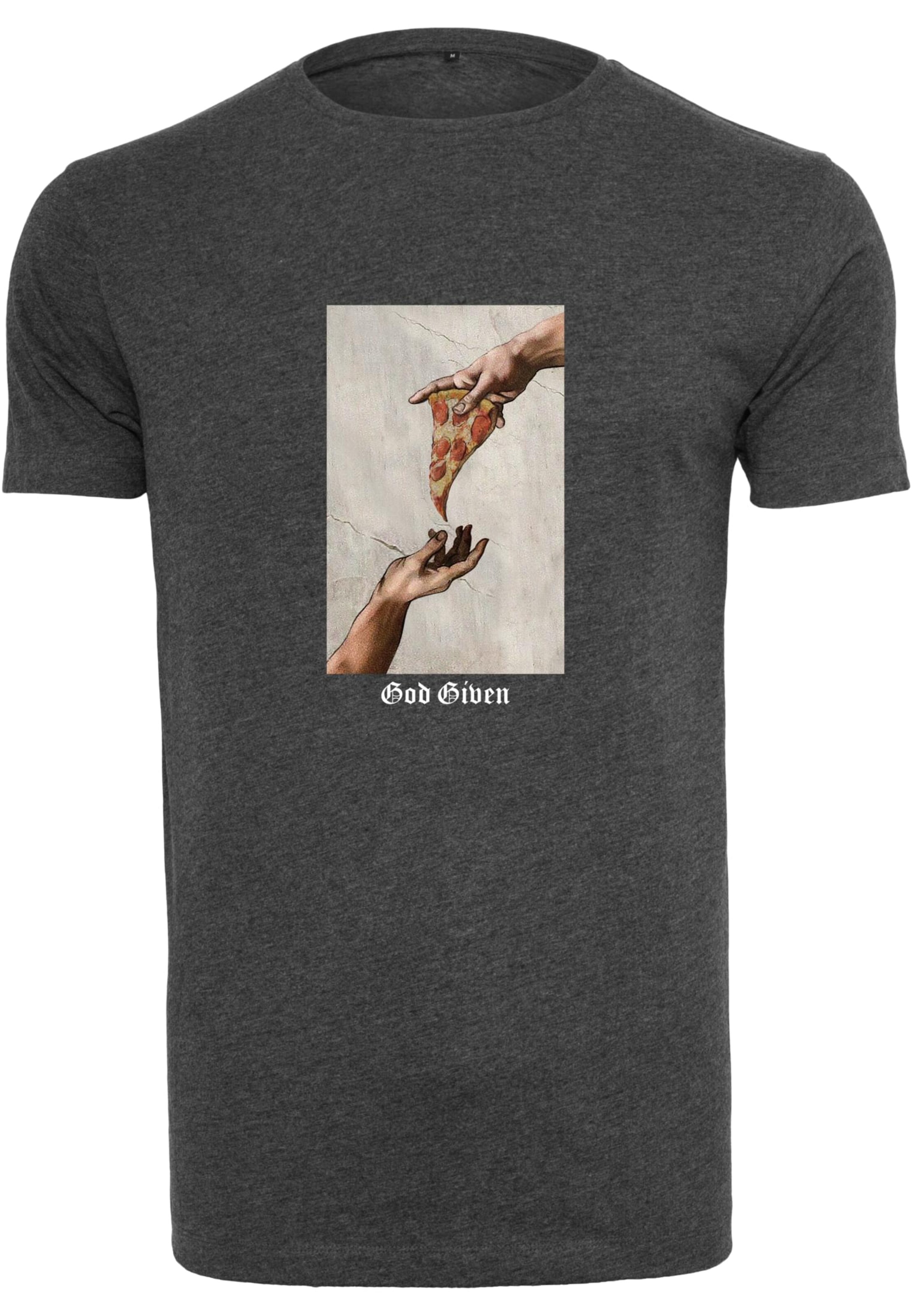 MT Men Shirt 'God Given Pizza' in Grijs: voorkant