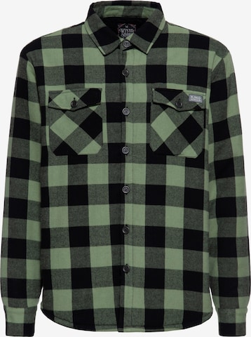 King Kerosin Regular fit Button Up Shirt in Green: front