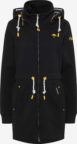 Schmuddelwedda Zip-Up Hoodie in Black: front