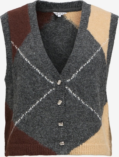 OBJECT Strickweste 'OBJZena' in beige / dunkelbraun / grau, Produktansicht